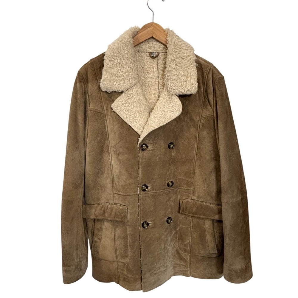 Vintage Le Chateau Suede Faux Shearling Jacket
